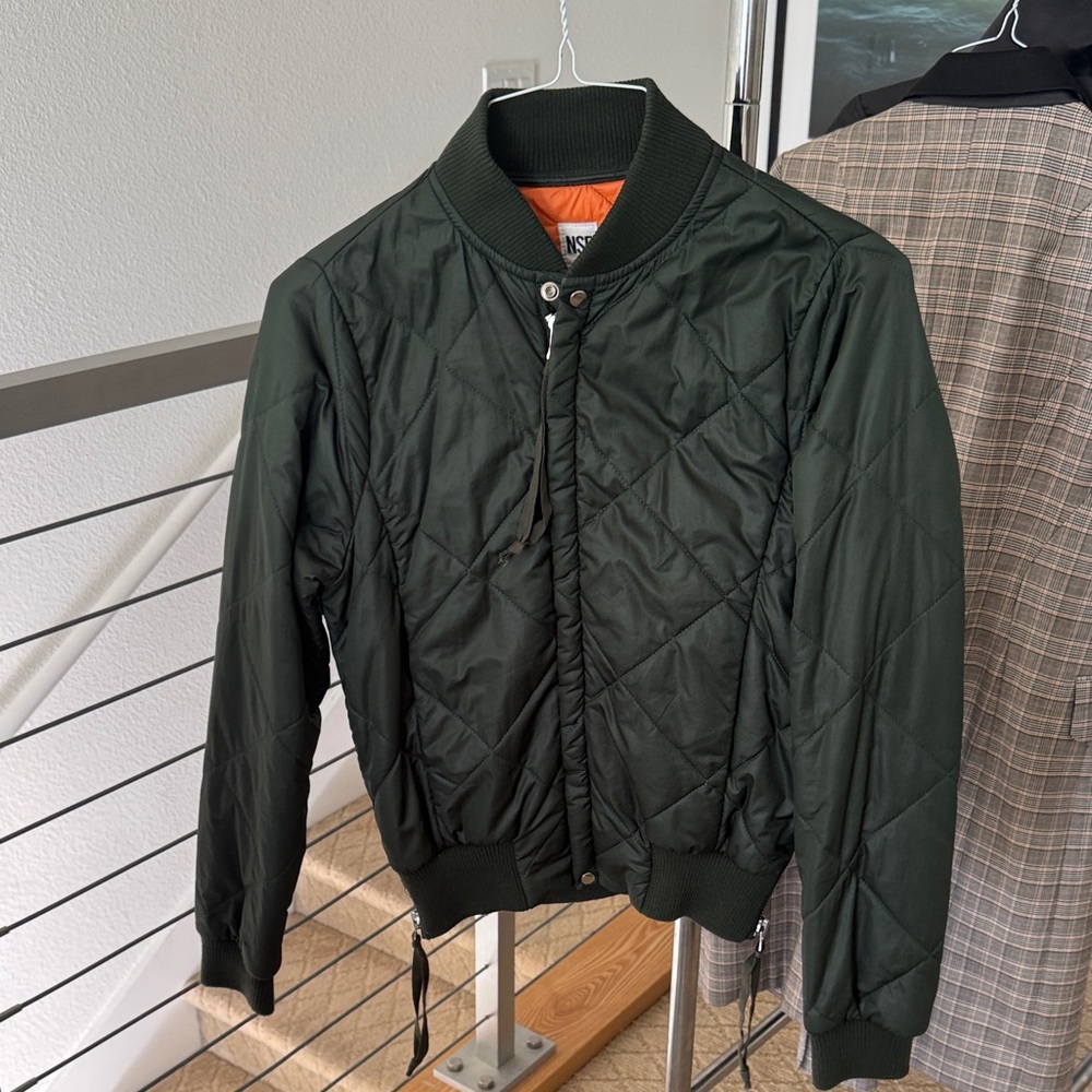 NSF Dark Green Quilted Bomber Jacket
